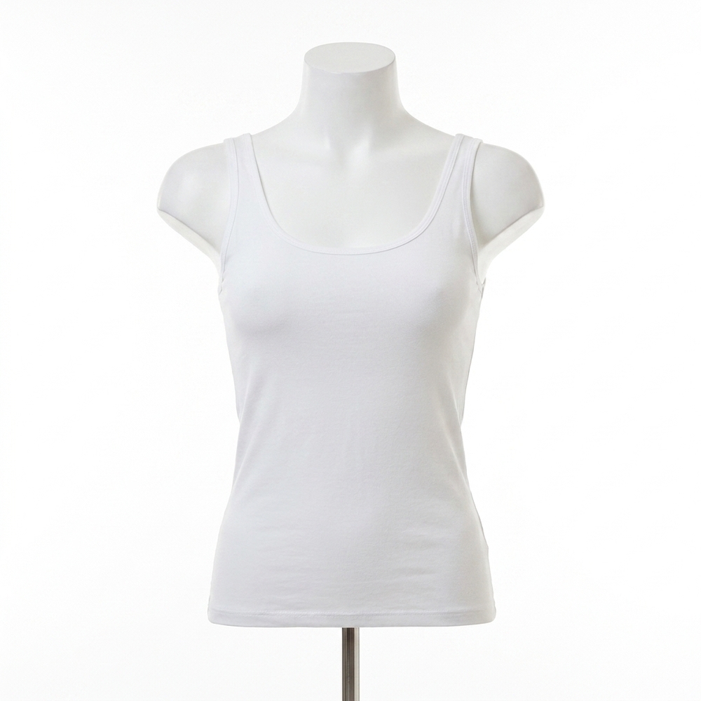 NEW AMBAR square neck slim fit tank top in white